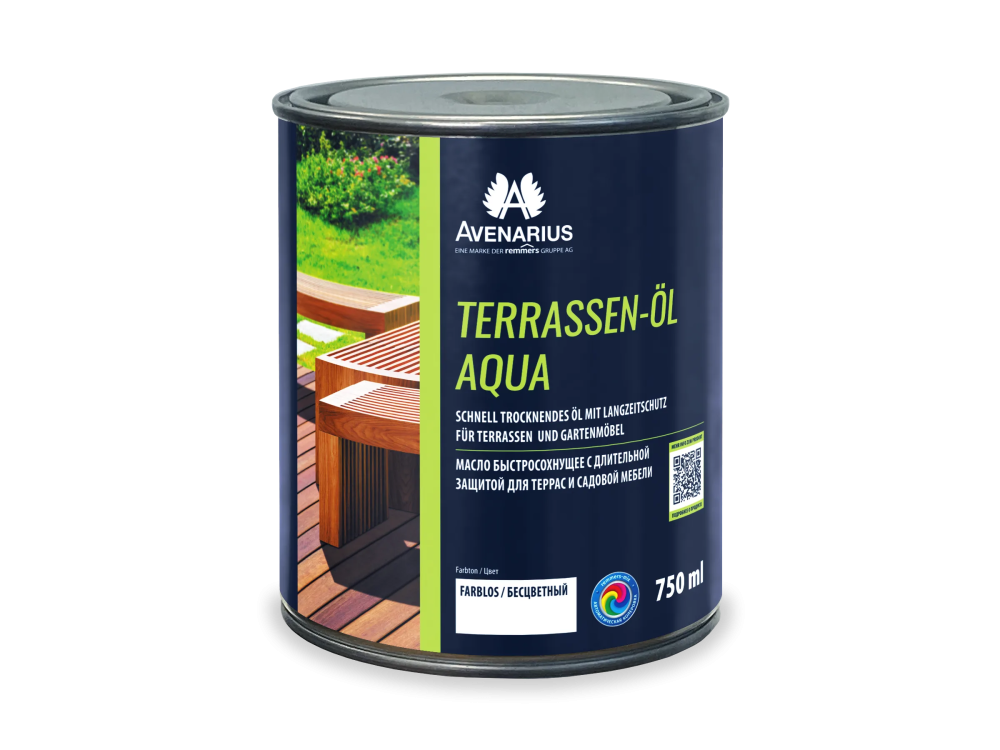 Террасное масло на водной основе AVENARIUS TERRASSEN-OEL AQUA FARBLOS 0,75л