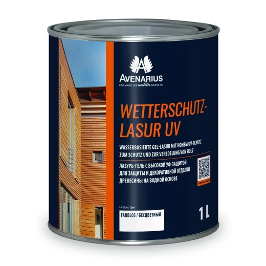 Лазурь-гель с УФ-защитой для фасадов и интерьеров AVENARIUS WETTERSCHUTZ-LASUR UV FARBLOS 0,75л